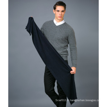 Echarpe 100% en laine pour hommes en écharpe en laine jacquard en couleur unie